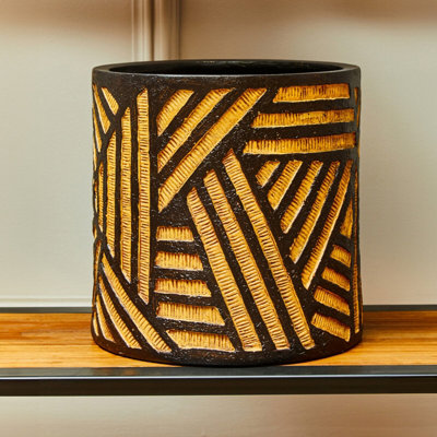 Orsina Darnell Natural And Black Planter from B&Q