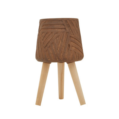 Orsina Darnell Brown Planter With Angular Legs from B&Q