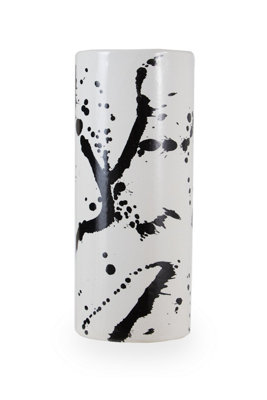 Orsina Contemporary Small Black And White Ceramic VaseDurable Pottery VaseEasily Maintained Vase For Flowers from B&Q