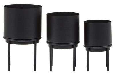 Orsina Avento Set Of Three Black Finish Planters from B&Q