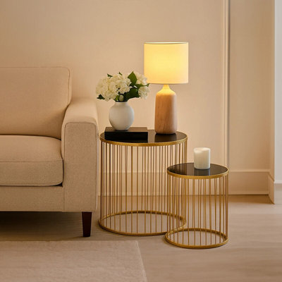 Orsina Stable Set Of Two Black And Gold Side TablesStylish Kitchen Side Table For BreakfastRobust Side Table from B&Q