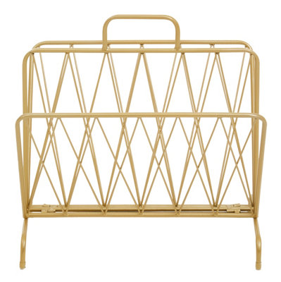 Premier Housewares Avento Gold Finish Two Pocket Magazine Rack