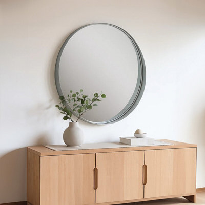 Orsina Avento Large Round Silver Wall Mirror from B&Q