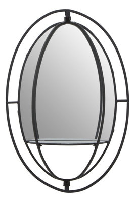 Orsina Avento Oval Shelved Black Wall Mirror from B&Q