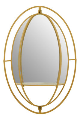 Orsina Avento Oval Shelved Gold Wall Mirror from B&Q