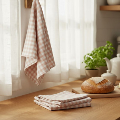 Orsina Efficient Set Of Three Amber And White Tea TowelsDurable Tea Tea TowelsSoft Tea Towels For Kitchen from B&Q