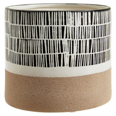 Interiors By Ph Jada Large Striped Planter - Black - H:18 x W:20cm - Image 4