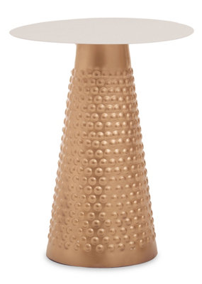 Orsina White Top Gold Base Side TableGold Finished Bedside Table For HomeOfficeLoungeSofa from B&Q