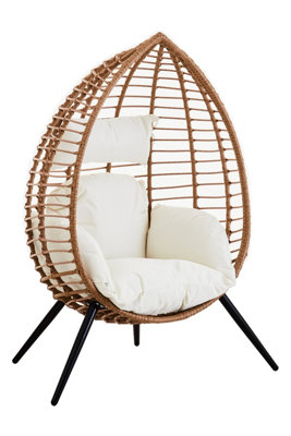 Orsina Stylish Natural Rattan Effect ChairVersatile Lounge ChairComfortable Bedroom ChairBalcony Chair from B&Q