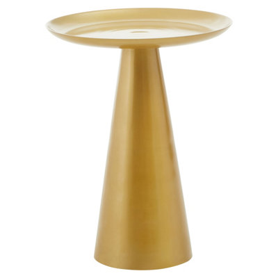 Orsina Gold Finish Round Side TableAluminium Gold Finish & Pedestal-Like BaseContemporary Round Bedside Table from B&Q