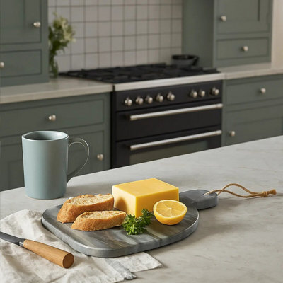 Orsina Rounded Grey Marble Chopping And Serving BoardDurable Natural Stone Board For Kitchen Use from B&Q