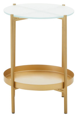 Orsina Pali Two Tier Glass And Iron Side Table from B&Q
