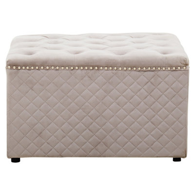 Premier Housewares Interiors By Premier Square Mink Velvet OttomanButton Tufted Upholstery With Stud DetailingPlush Padded Seat With Side Tufting from B&Q