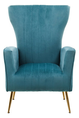 Premier Housewares Green/Gold Interiors By Premier Velvet Accent Chair With Finish Legs