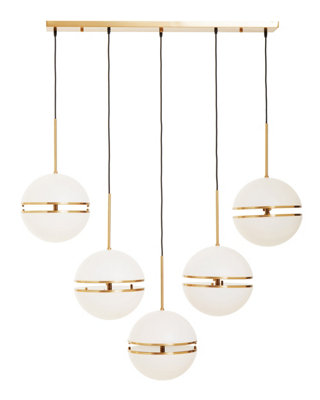 Orsina Five Ball Brass Pendant LightContemporary Statement Lighting Fixture With Five Split Globe Light from B&Q