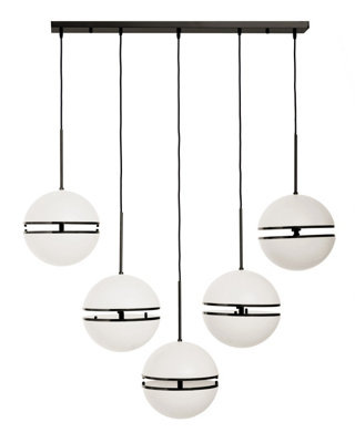 Orsina Contemporary Five Ball Matte Black Pendant LightGlobe Ceiling Light For Dining Room Or Kitchen Island from B&Q
