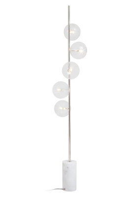 Orsina Nickel And White Marble Floor Lamp5 Globe Shade Floor Light For Living RoomMarble Base Light For Lounge from B&Q