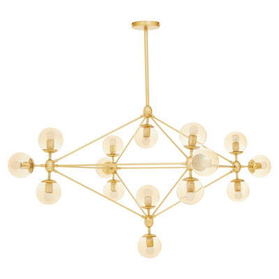 Orsina Modern Fifteen Arm Gold Finish Pendant LightIndustrial Molecular Multi Bulb Ceiling FixtureChandelier from B&Q