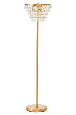 Orsina Clear Crystal Floor Lamp With Gold Metal BaseElegant Crystal Bead Standing Lamp For Living Room from B&Q