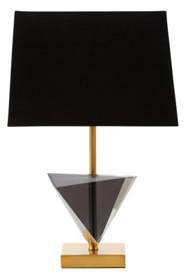 Orsina Smoked Crystal Table Lamp With Gold Metal FinishGeometric Triangular Design Bedside LampModern Desk Lamp from B&Q