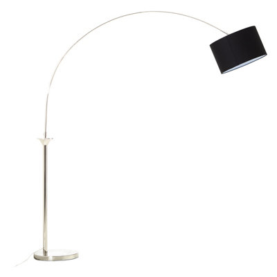 Orsina Nickel Finish Floor LampArched Metal Frame With Black ShadeModern Tall Standing Lamp For Living Room from B&Q