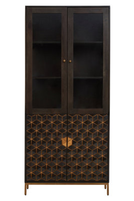 Premier Housewares Patna Grey CabinetGoldGreyMetalWood from B&Q