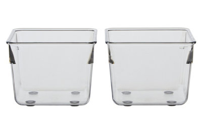 Orsina Sturdy Build Small Set Of Two Square Kitchen OrganisersIntegrated Handle Narrow Storage Boxes For Fridge from B&Q