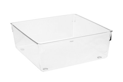 Orsina Sturdy Build Small Set Of Two Slim Kitchen OrganisersIntegrated Handle Narrow Storage Boxes For Fridge from B&Q