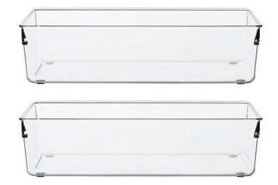 Orsina Versatile Set Of Two Small Kitchen OrganisersIntegrated Handle Narrow Storage BoxesVersatile Boxes from B&Q