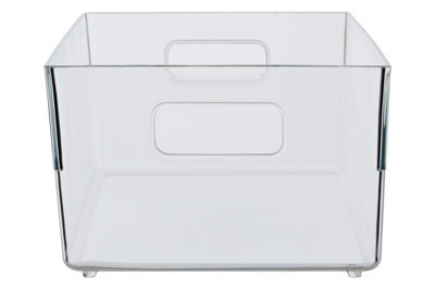 Orsina Sturdy Build Large Clear Plastic Fridge Bin With HandlesIntegrated Handle Narrow Storage Boxes For Fridge from B&Q