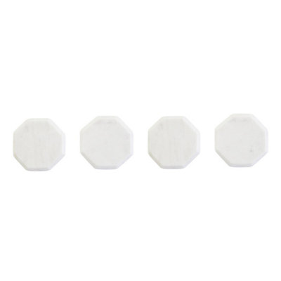 Orsina Set Of Four White Marble Octagonal CoastersDurable Natural Stone Coasters from B&Q