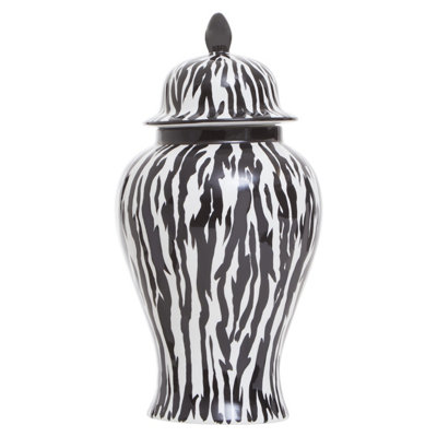 Premier Housewares Interiors By Premier Monochrome Large Ceramic JarElegant Urn Shape Decorative Storage Jar With LidSmooth Glazed Stoneware Vase from B&Q