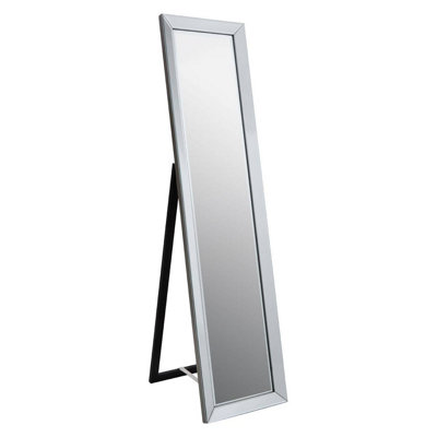Orsina Silver Freestanding Floor MirrorModern Style Full Length Wooden MirrorSilver Framed Dressing Mirror from B&Q