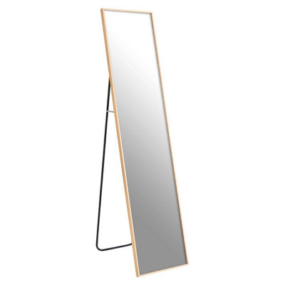B&Q -  Shiny Gold Floor Mirror With Rectangle FrameDistinctive Decorative Styling MirrorModern Full Size Mirror