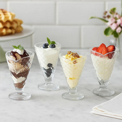 Orsina Versatile Set Of Four Tapered Sundae DishesDurable Sundae Glasses For DessertsElegant Ice Cream Bowls from B&Q