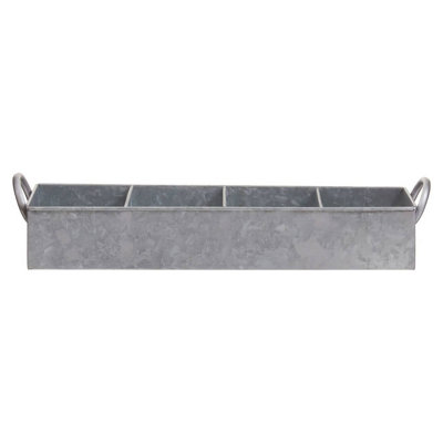 B&Q -  Rectangular TrayRustic Metal Serving Tray With Raised Edges And Cut-Out HandlesIdeal For DrinksSnacks