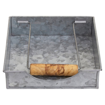 Orsina Unisex Silver Galvanised Steel Tissue Tray, Rustic Metal Tray For Holding Tissue Boxes Or Napkins, Vintage Farmhouse In - Image 4