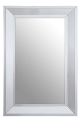 Orsina Modern Silver Rectangular Wall MirrorContemporary Silver Frame Wall DecorSleek Mirror With Wooden Frame from B&Q