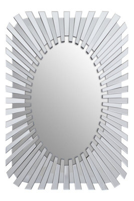 Orsina Silver Rectangular Sunburst Wall MirrorDecorative Radial Pattern Statement MirrorContemporary Wall Décor from B&Q