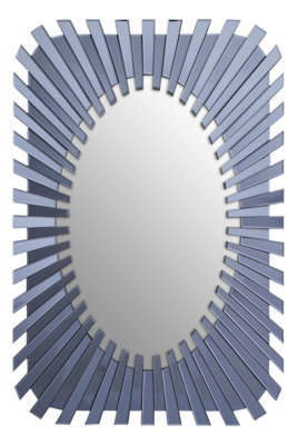 Orsina Grey Rectangular Sunburst Wall MirrorContemporary Starburst Accent Mirror For Living Room & Hallway from B&Q