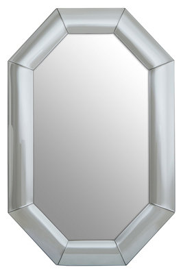 Orsina Art Deco Silver Octagon Wall MirrorDecorative Statement Mirror With Thick FrameSilver Framed Mirror from B&Q