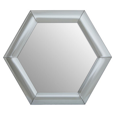 Orsina Art Deco Silver Hexagon Wall MirrorContemporary Statement Mirror With Thick FrameSilver Wall Mirror from B&Q
