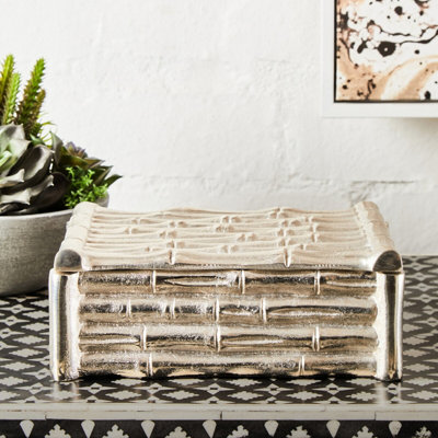 Orsina Hiba Small Silver Finish Bamboo Effect Trinket Box from B&Q
