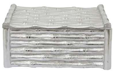 Orsina Hiba Large Silver Finish Bamboo Effect Trinket Box from B&Q