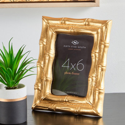 Orsina Hiba Gold Finish Bamboo Effect Photo Frame 4X6In from B&Q