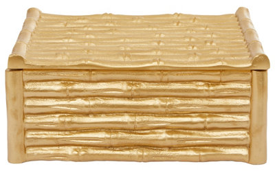 Orsina Hiba Large Gold Finish Bamboo Effect Trinket Box from B&Q