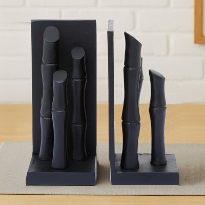 Premier Housewares Hiba Set Of Two Black Finish Bamboo Effect Bookends from B&Q