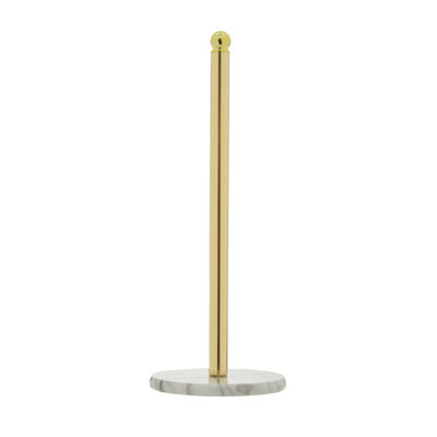 Orsina Delphine Gold Kitchen Roll Holder With Marble Base - Black, Gold, White - Image 4