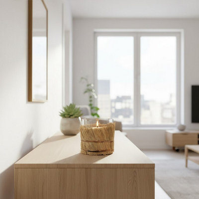 Orsina Modern Natural Candle HolderCoastal Styled Small Candle HolderNatural And Round Glass Candle Holder from B&Q