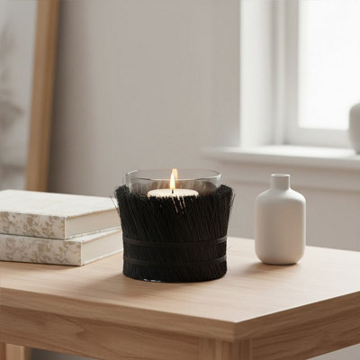 Orsina Modern Black Candle HolderCoastal Styled Small Candle HolderNatural Black And Round Glass Candle Holder from B&Q